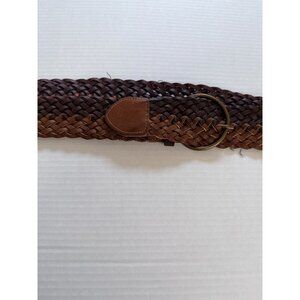 Womens Wide Woven Brown Braided Leather Belt Size 18 Boho Casual Classic Grunge